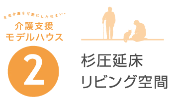 2. 杉圧延床リビング空間